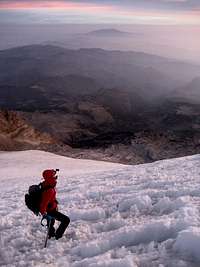 Debbie climbs the Jampa Glacier