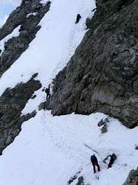 Snowfield traverse without good belays (April 2007)