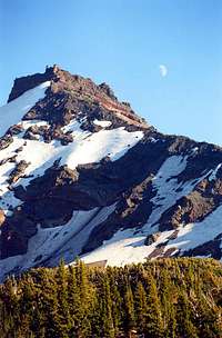 Broken Top and the Moon:Telephoto from Above  Golden Lake