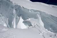 Jumping crevasses on Ingraham Glacier