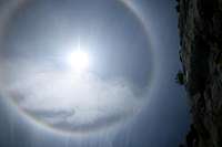 A halo surrounding the sun while climbing in the Gorges du Verdon