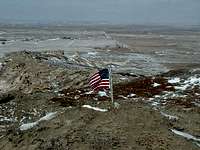 US Flag on White Butte's summit