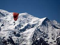 Paraglider and Mont Blanc