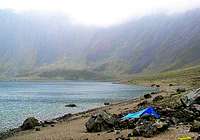 Our campsite in the crater. A...