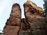 The two climbing-towers, from the Glasfels (en) ...