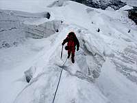 Coming down through the icefall