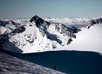 Approaching Mt. Cook on skins...