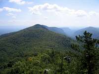 View of Hawksbill Mountain and Linville Gorge from summit of Sitting Bear Mountain