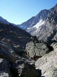 Granite Peak from the boulder field east of Avalanche Lake