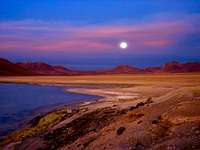 Bolivian moon-rise at sunset