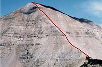 The climbing route up the...