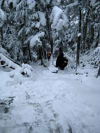 Descending from the summit