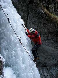 Ice climber on Misové Vodopady