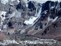 Avalanche in the South face of Aconcagua