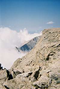 Longs Peak-Summit-Looking Southwest-Weather building below