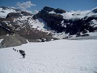 Climbing up the Glacier from Bow Hut