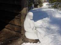 Snow sculpture of a woman at...