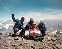 Colorado State University atop Cerro Tupungato with Aconcagua in background