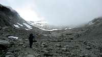 Marnie crossing the Hyas Creek Glacier Basin