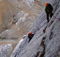 Climbing Cepeda Route (350m, V+/6a) on the East Face of  