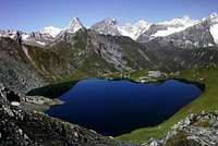 Dream vision: lac de Fenêtre <br>and Mont Blanc chain in the background