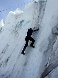 Ice Climbing on a serac wall