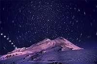 Night over Elbrus. North derection... Moon movement down...