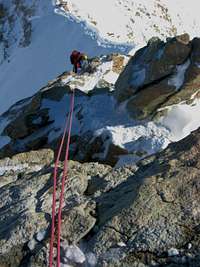 Descending the SE Ridge on the Moench, Berner Oberland, Swiss Alps