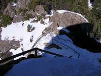 Looking down the snowy/icy steps of Moro Rock