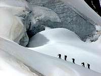 Climbers on Glacier du Géant...