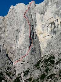 The route over the buttress:...