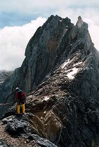 Climbing the summitridge,...