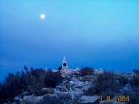 The moon behind the Guadalupe...