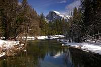 Half Dome reflects in Merced