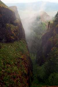 cliffs below saddle summit