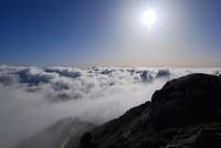 Summit view over the clouds