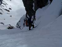 Skiing the North Couloir