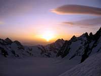 Dawn on the Glacier Blanc.