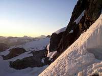 Climbing above the bergschrund