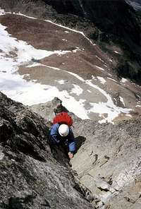  N face of Monte Emilius:  on the IV move
 about 480 meters from the bergschrund