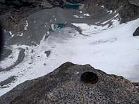 North Palisade Survey Monument, Palisade Glacier in Background