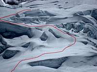 Makalu: route on glacier to Camp 1 on Mt Makalu