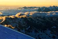 Sunrise_ Major Caucasus Ridge from Elbrus slope @16000+ft