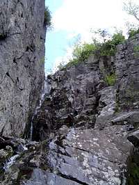 The crux - a small waterfall...