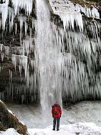 Pericnik waterfall in winter.
