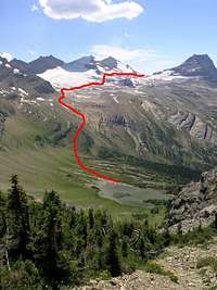 The Route from Mary Baker Lake to Comeau Pass