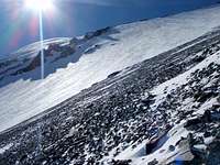Crossing the final summit glacier