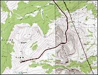 Topographic map of the route to Eagle Plume Mountain