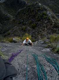 Top of pitch 10. Our rope management was improving