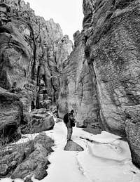 winter canyoneering in Idaho